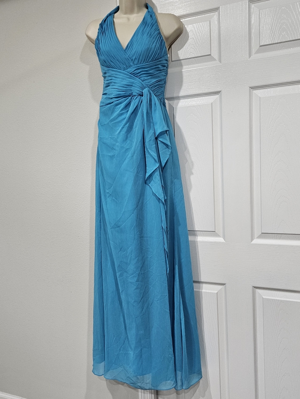 Teal Halter Evening Gown - Women Dresses